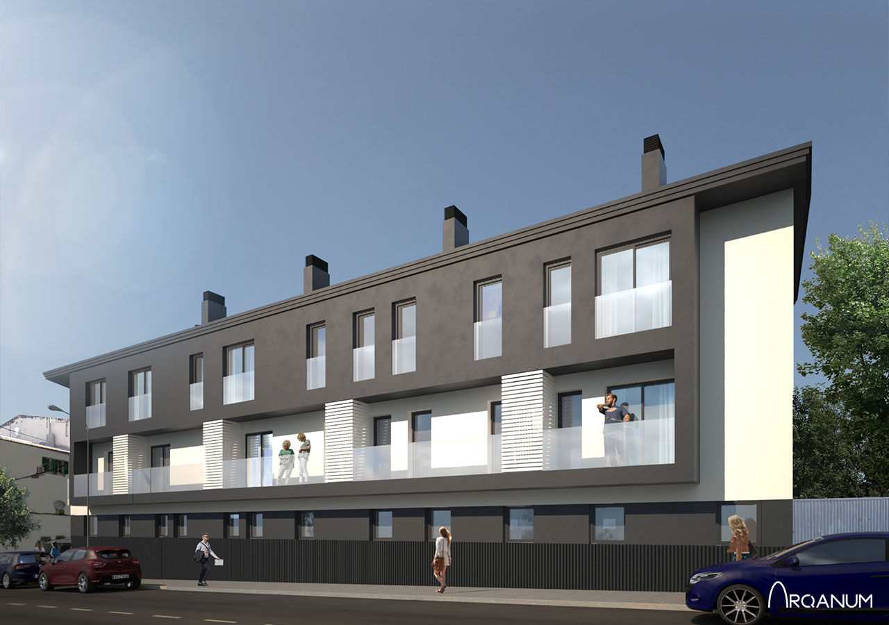 Building of twenty houses in Pozuelo de Alarcón, facade